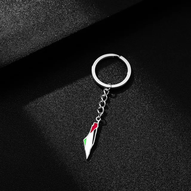 Palestine Israel Map Flag Keychain Accessories Steel Color - Shop at LoveMi