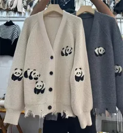 Heavy Industry Panda Embroidered Cardigan Sweater Loose And Lazy Style - Creamy White - View 1