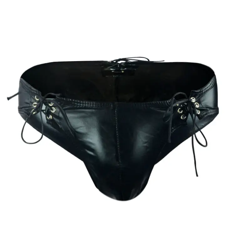 Men's Sexy Imitation Leather String Briefs