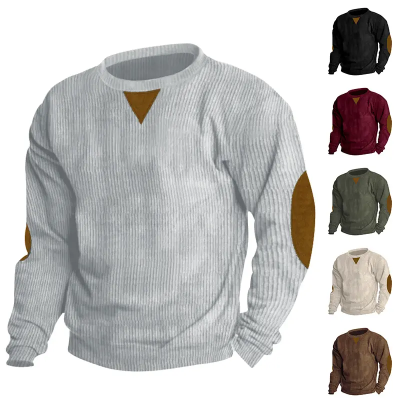 Crew-neck Corduroy Long-sleeve Sweatshirt