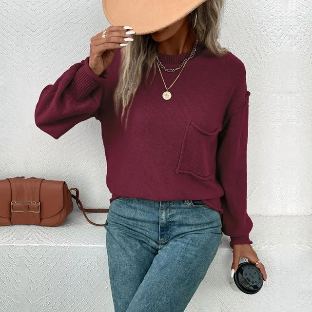 Multi Color Fashion Women's Wear Long Sleeve Sweater Wine Red - Shop at LoveMi