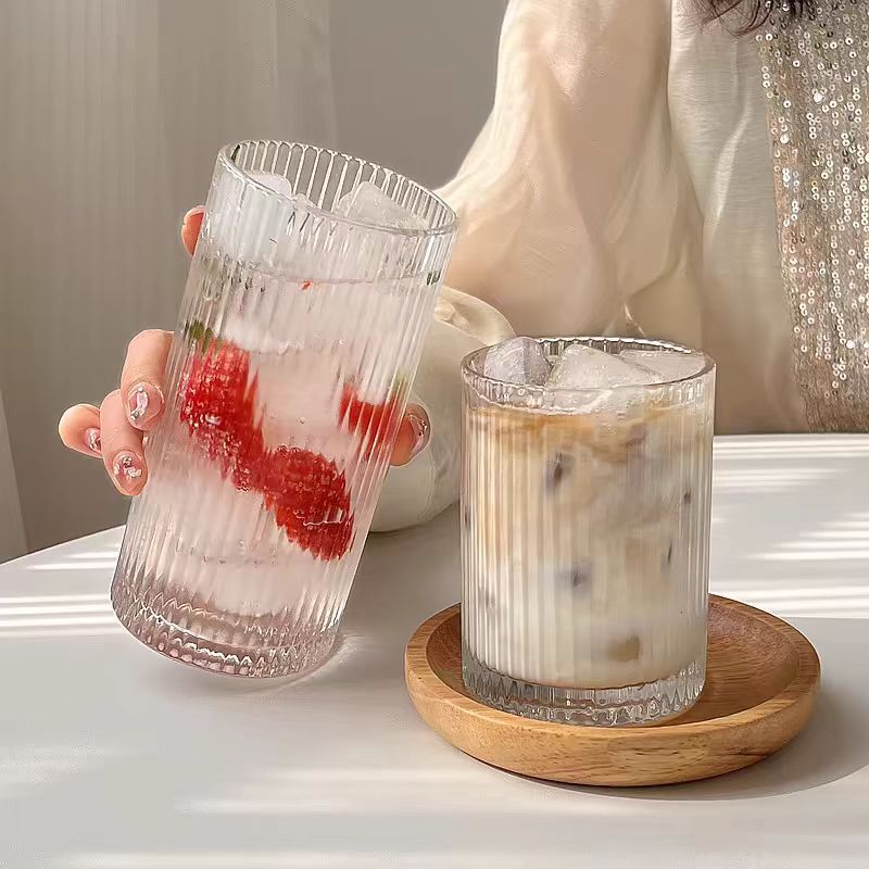 Title 8, Single-layer Style Simple Striped Glass Cup