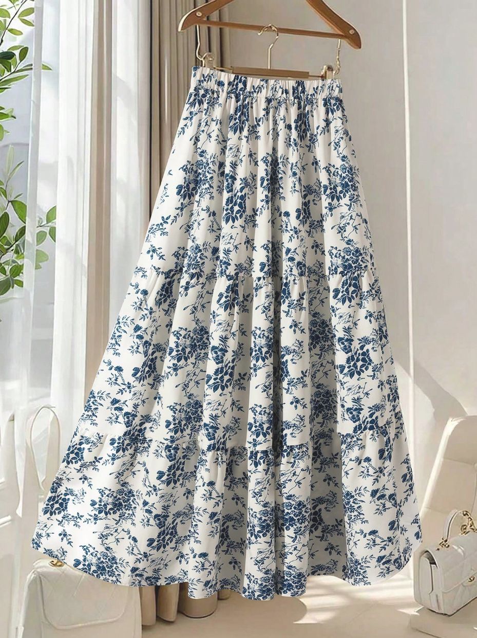 Floral Print High-Waisted A-Line Skirt for Women Floral Print High-Waisted A-Line Skirt for Women