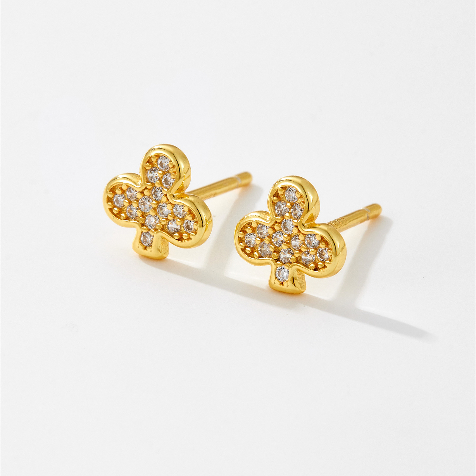 Sterling Silver Clover Stud Earrings Minimalist Design