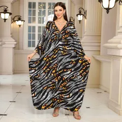 Fashion Personalised Cotton Printed Beach Dress Women - Zs246335 Zebra Grey - View 1