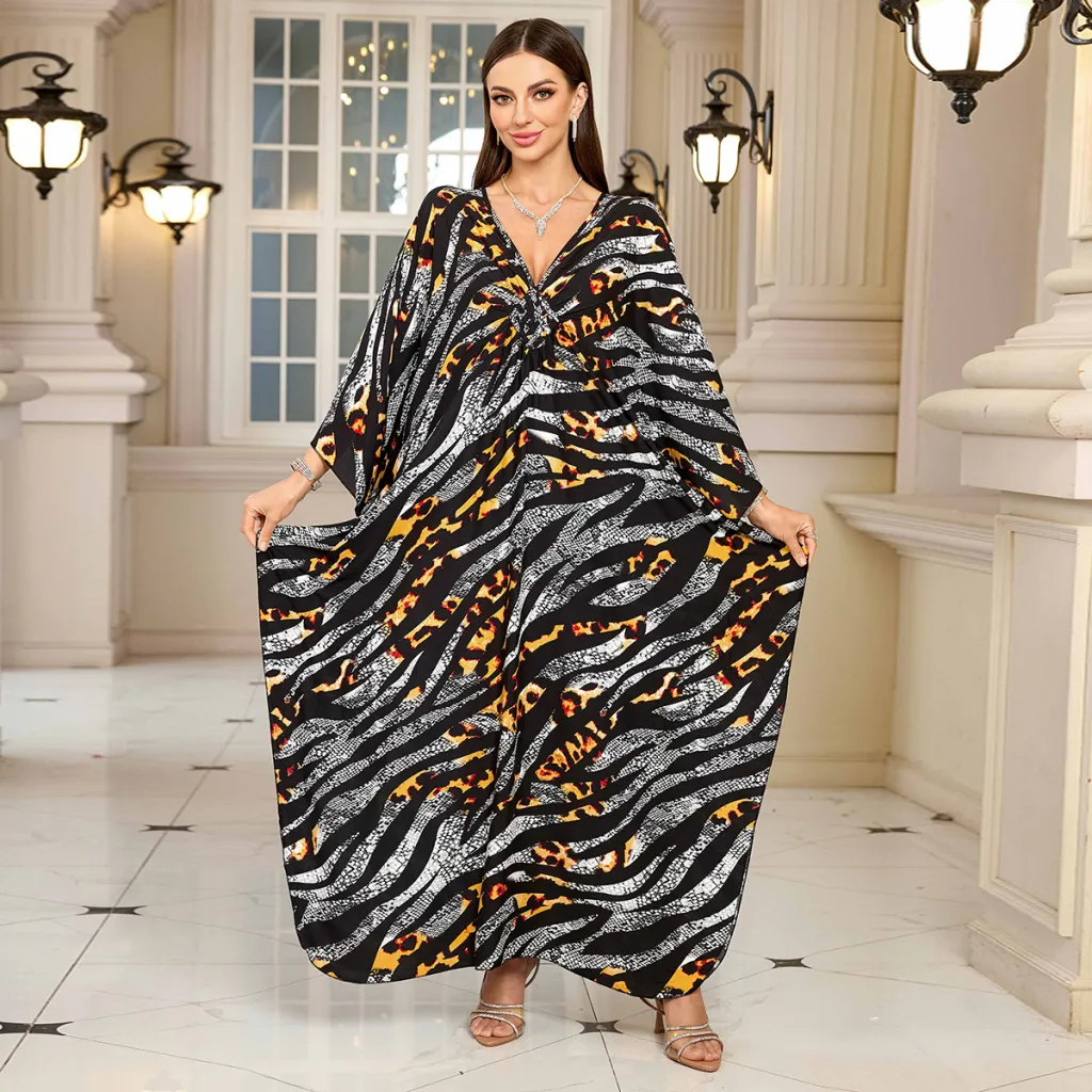 Fashion Personalized Cotton Printed Beach Dress Women - Zs246335 Zebra Gray