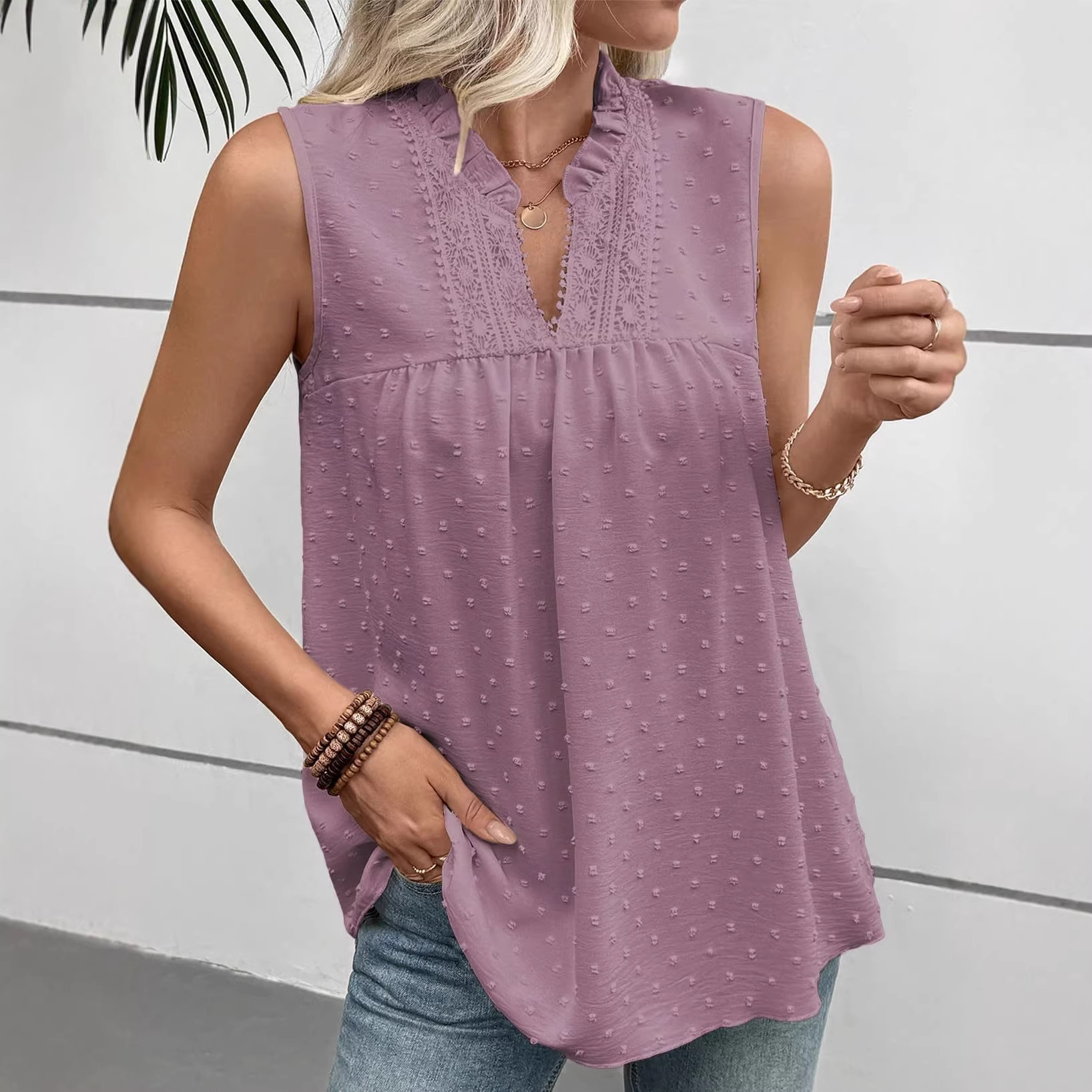 Summer Women's Lace Casual Sleeveless Top