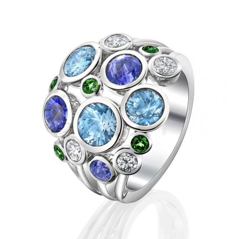 Openwork Circle Color Zircon Ring