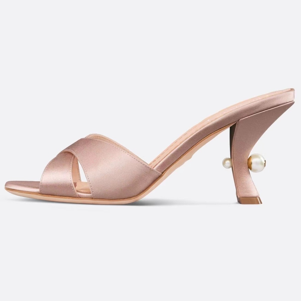 Pearl-adorned Figure-flattering Open-toe Slide Sandals With A High Heel