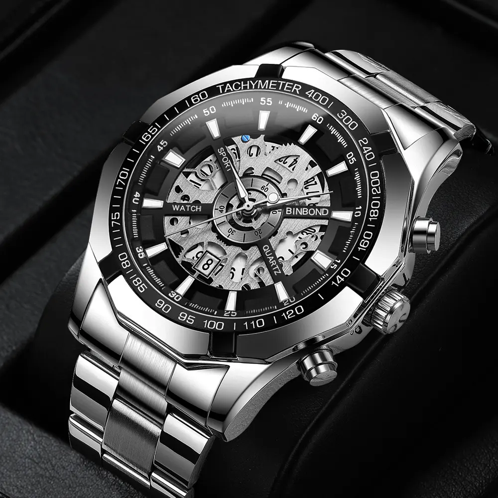 Men's Waterproof Luminous Casual Business Skeleton Shrimp Watch