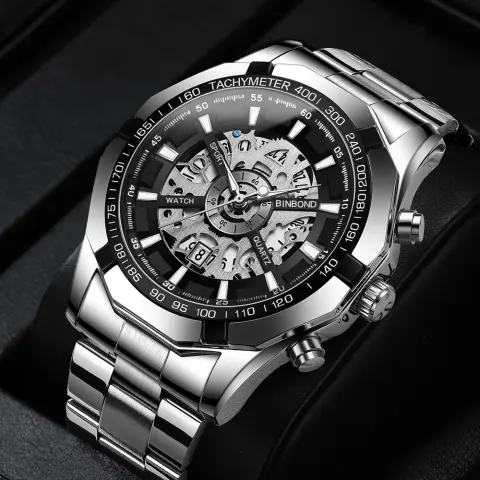 Men's Waterproof Luminous Casual Business Skeleton Shrimp Watch