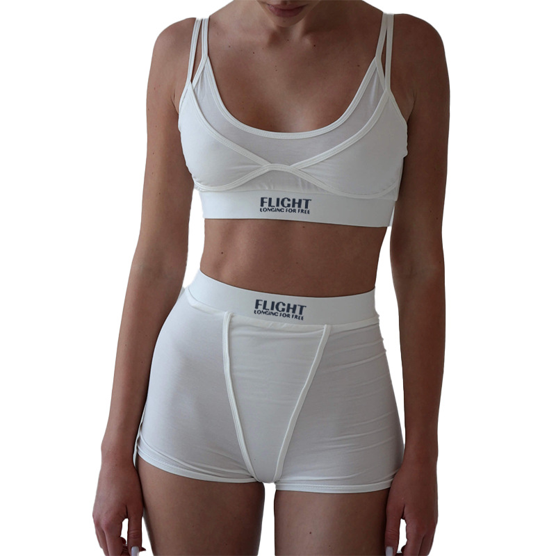 Women's Fake Two-piece Sports Vest Top Suit