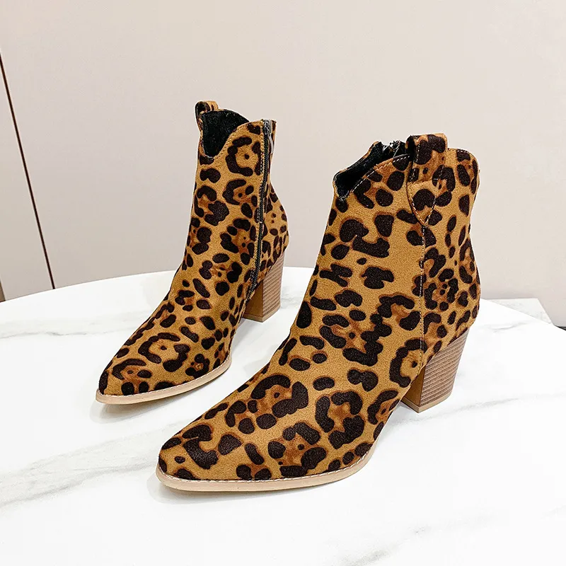 European And American Flat Leopard Print Pointed-toe Side Zip Women's Casual Pumps - Leopard