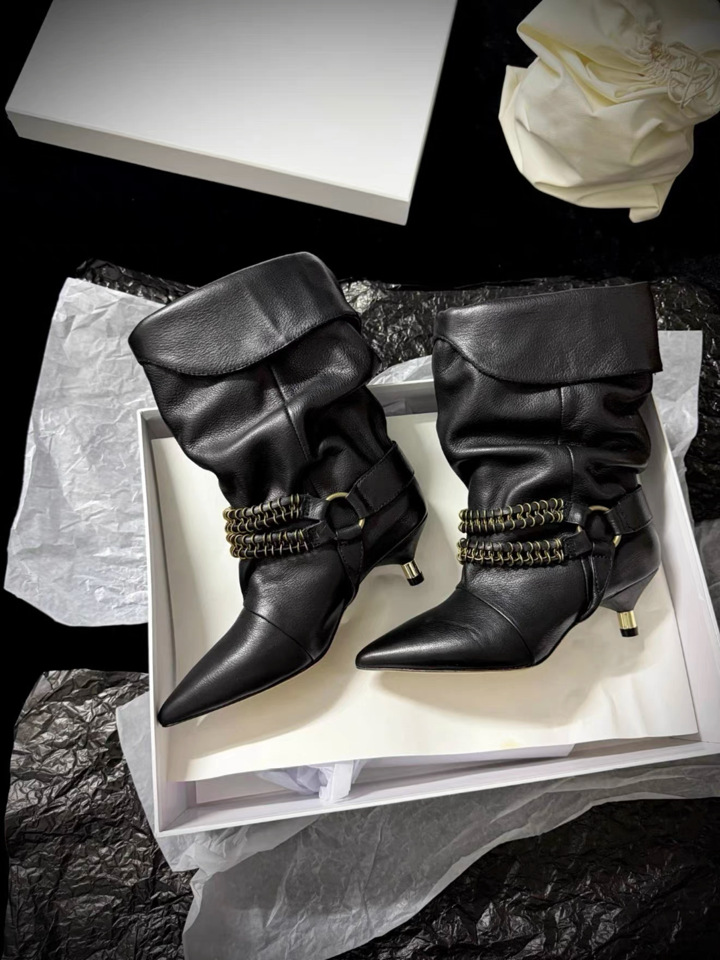 Suede Pointed-Toe Slouch Boots, picture 3 of 6