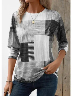 Women's Geometric 3D Digital Printed Loose Long Sleeves Sweater - Rhchhgn2318123 - View 1