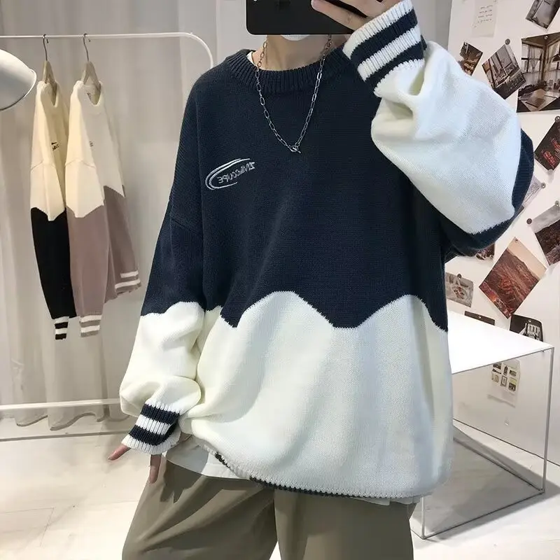 Color Blocked Autumnwinter Crewneck Sweater