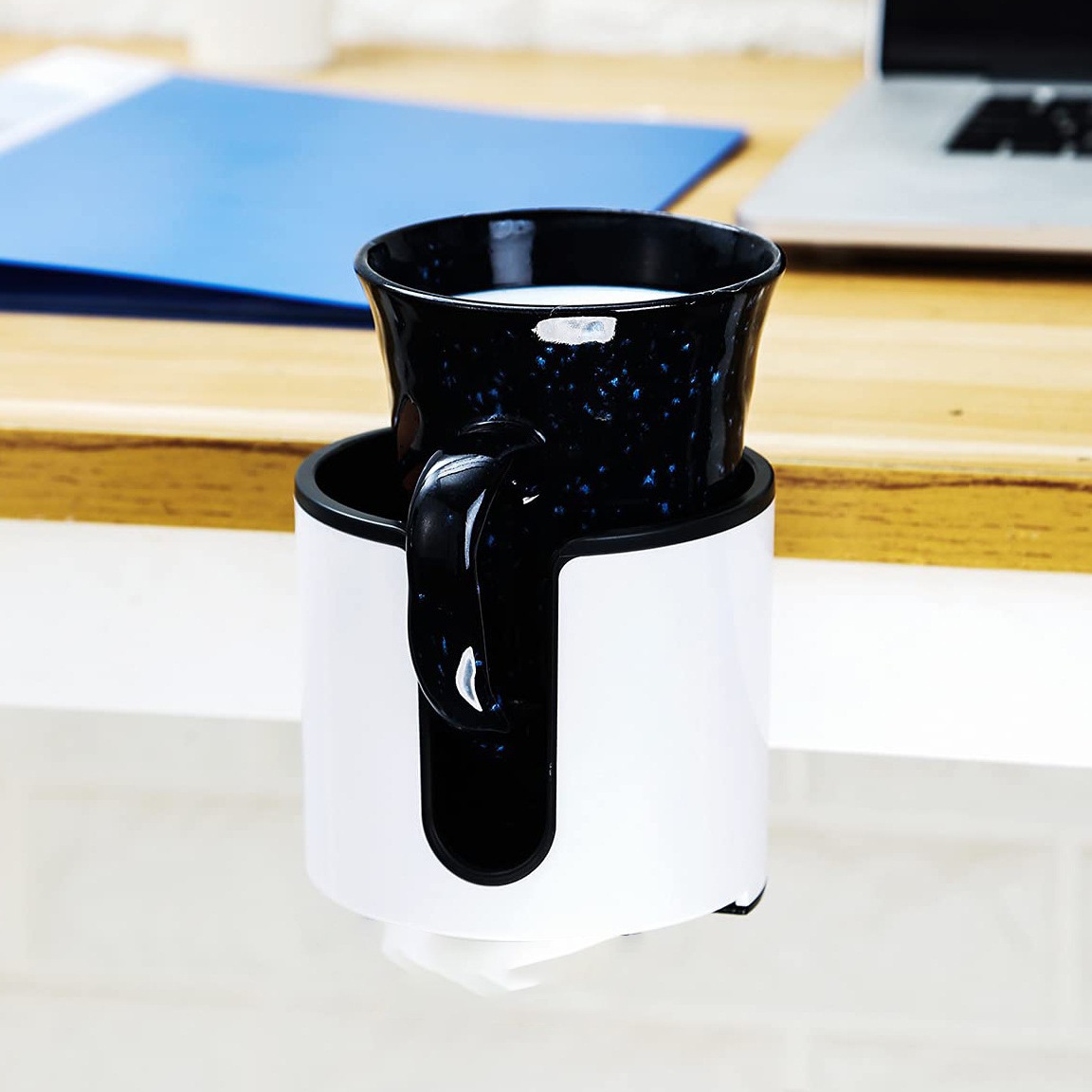 Rotating Metal Cup Holder 2-in-1 Punch-Free Folding Stand With Headphone Hanger