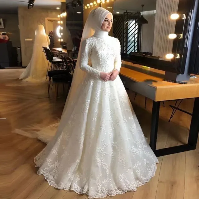 Long Sleeve White Dignified Wedding Dress Beige - Shop at LoveMi