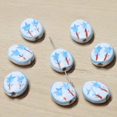Double Tulip Vintage Ceramic DIY Bead Accessories - Lake Blue - View 1