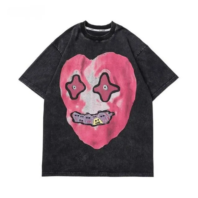 Retro Washed Distressed Loose Casual Heavy Cotton Short Sleeve 0822 Models M - Shop at LoveMi