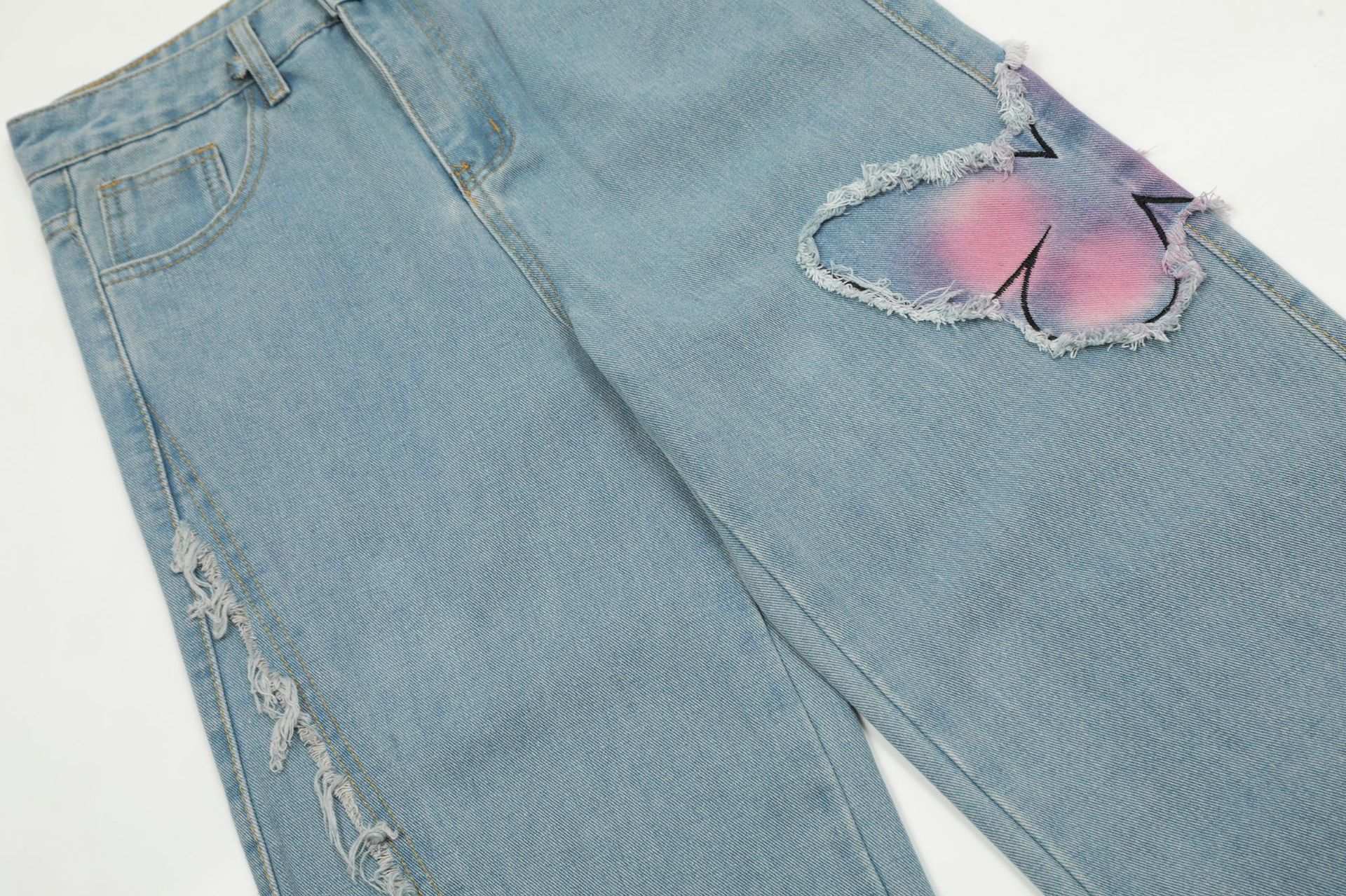 Sweet Cute Butterfly Wash Denim Trousers - Image 7
