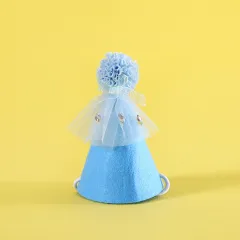 Pet Sequin Lace Bib Rhinestone Gauze Skirt Felt Hat - Rhinestone Blue Bottle Cap - View 1