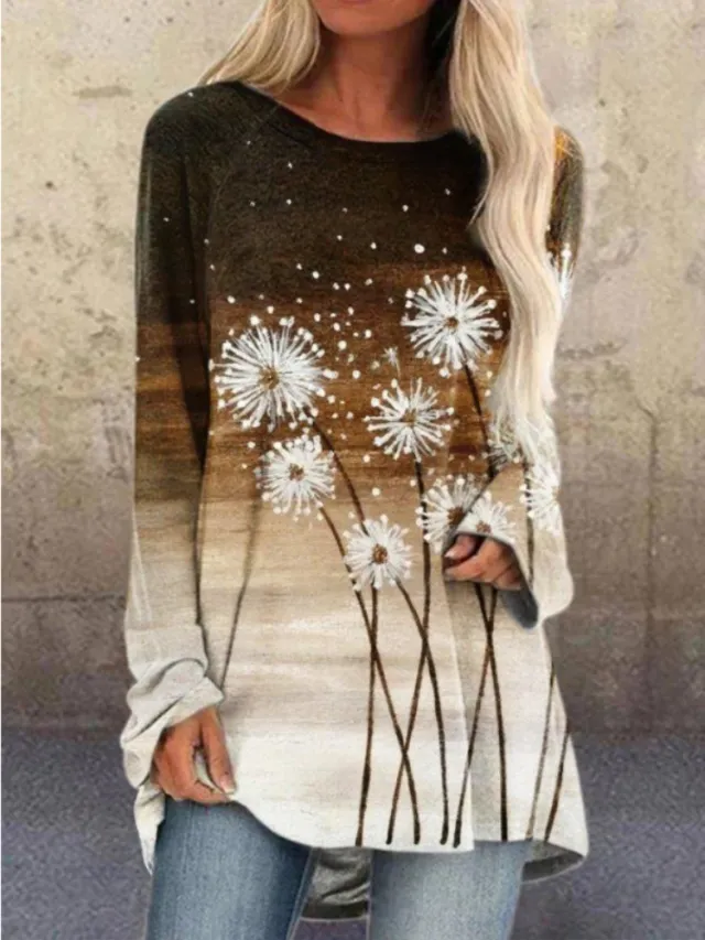Pullover Long Sleeve Abstract 3D Printed Loose Round Neck Women's T shirt Bl22091L7 5Xl - Shop at LoveMi