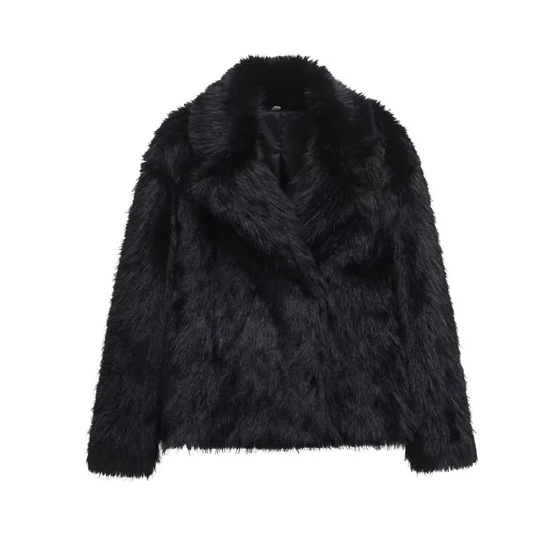 Simple Versatile Casual Long Sleeve Wool Coat - Black