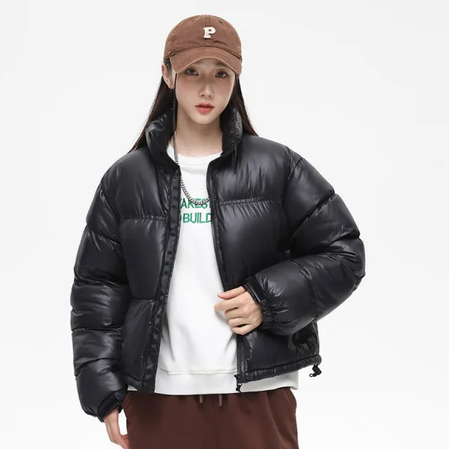 Hooded Warm Windproof Loose Cotton Padded Jacket Female Black - Shop at LoveMi