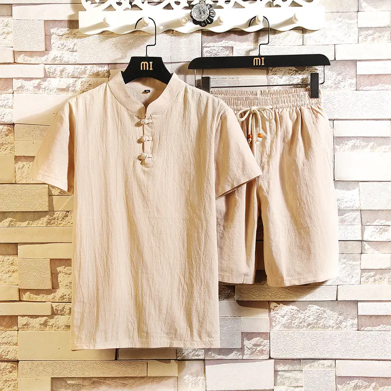 Men's Linen Shorts Short Sleeve Suit Chinese Style