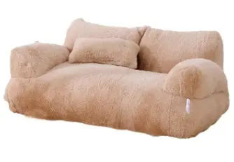 Warm Universal Rabbit Plush Pet Sofa Nest — Khaki / S