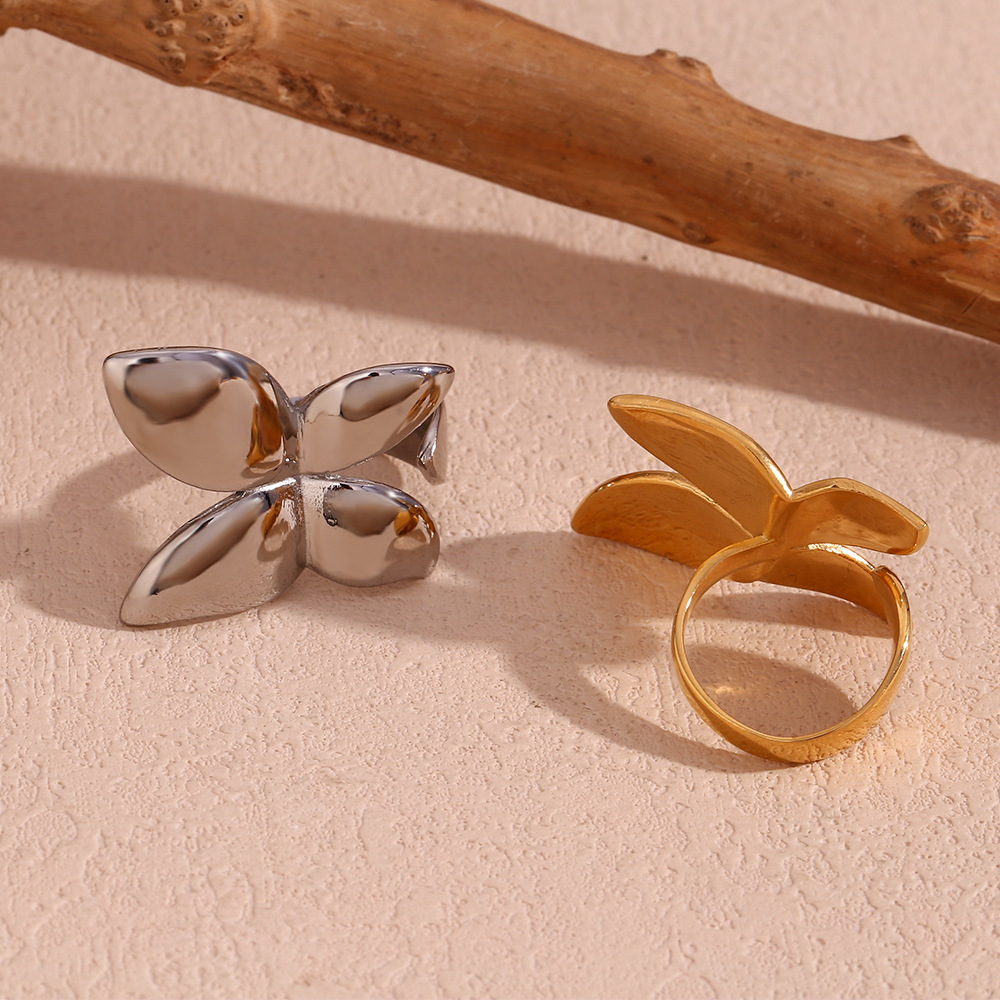 European And American Smooth Opening Butterfly Ring