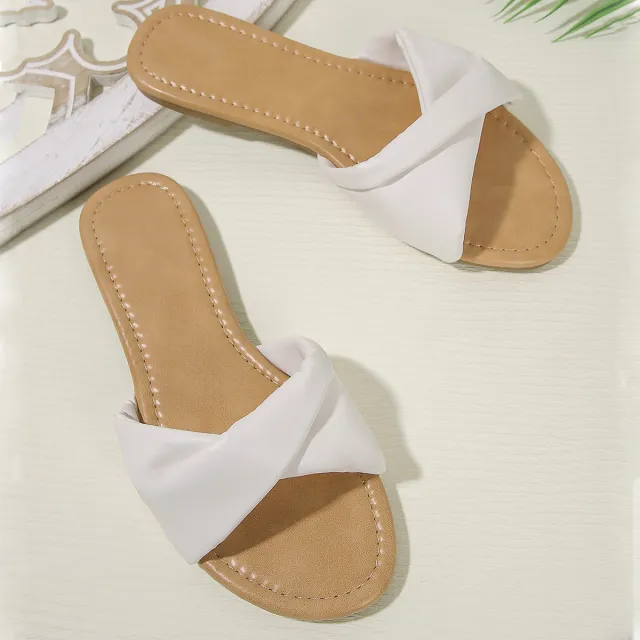 All match Beach Vacation Flat Plus Size Women's Sandals White - Shop at LoveMi