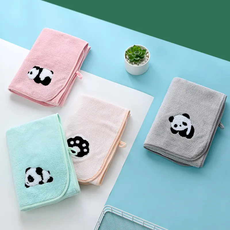 Coral Velvet Panda Embroidery Covers Soft