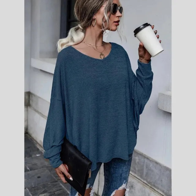 Women's Fashion Loose Lace up T shirt Blue - Shop at LoveMi
