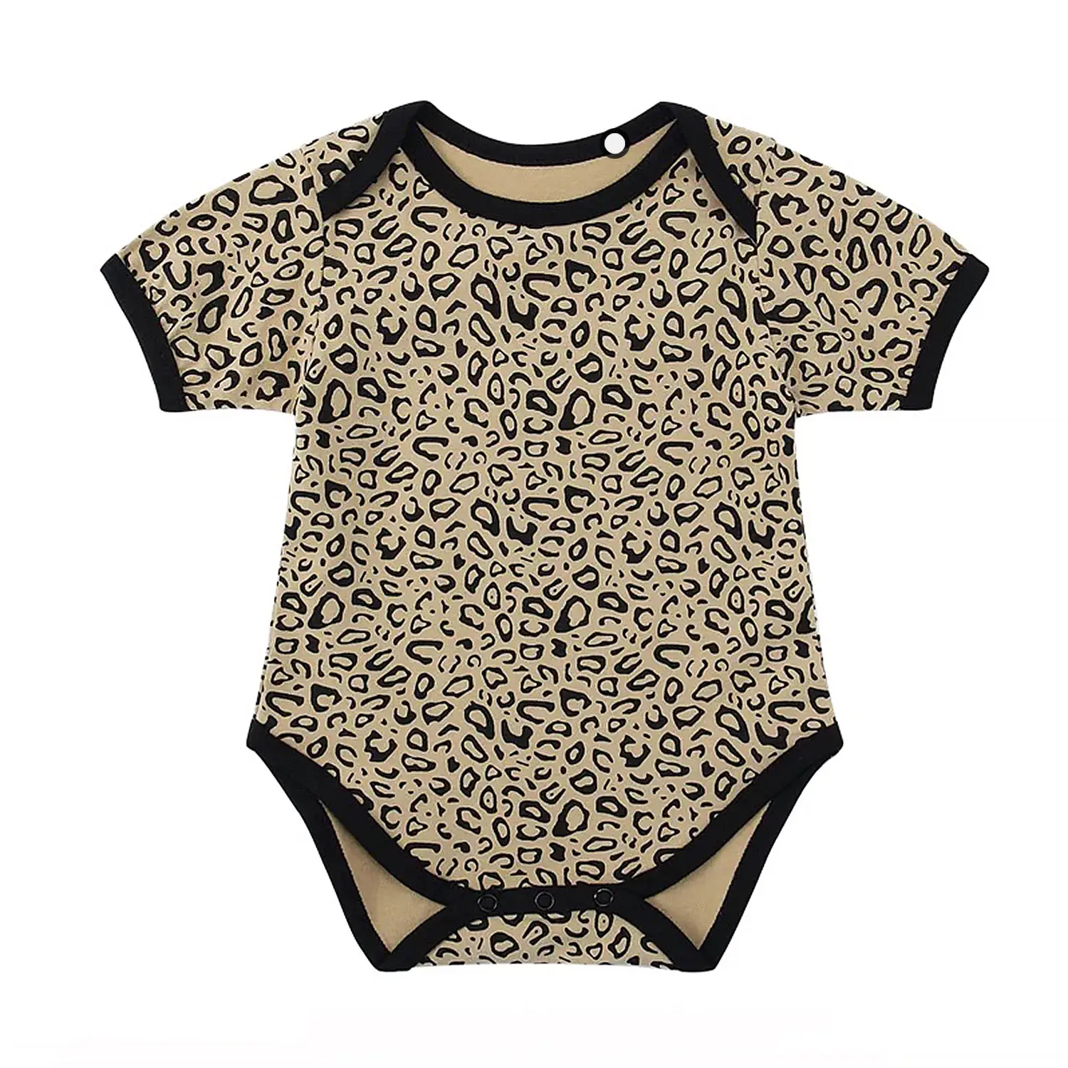Leopard-Print Fashionable Short-Sleeve Jumpsuit