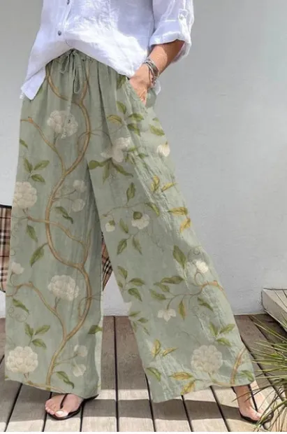 Women's Wide leg Pants Elastic Waistband High Waist Long Culottes Ktk41181 - Shop at LoveMi