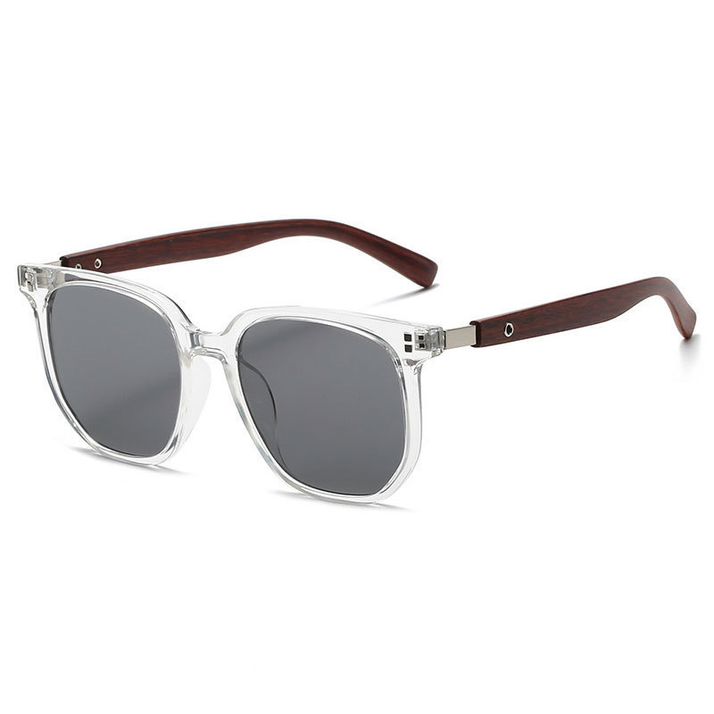 Fashionable Retro Polygonal Wood-grain Temple Arms, Stylish For Commuting And Easy To Match