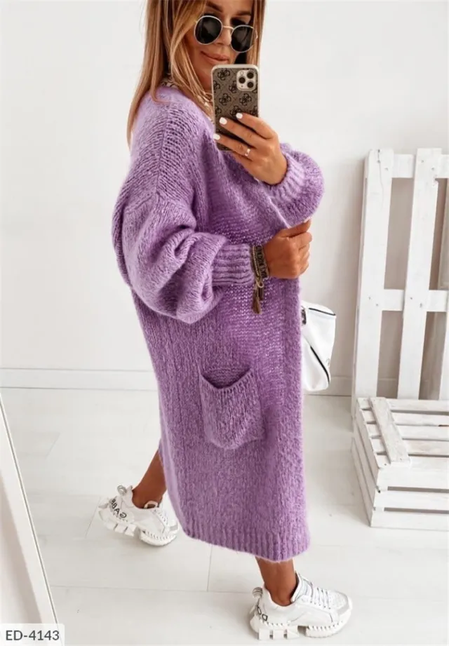 Loose Sweater Autumn Winter Coat Purple - Shop at LoveMi
