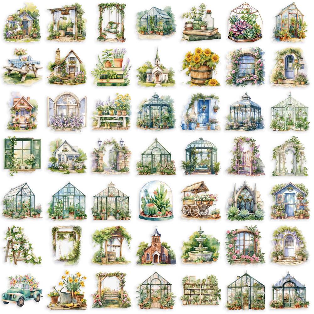 PET Transparent Garden Cottage Decorative Stickers