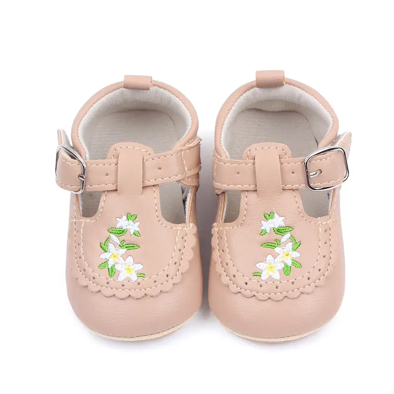 Baby Embroidered PU Leather Soft Bottom Non-slip Toddler Shoes
