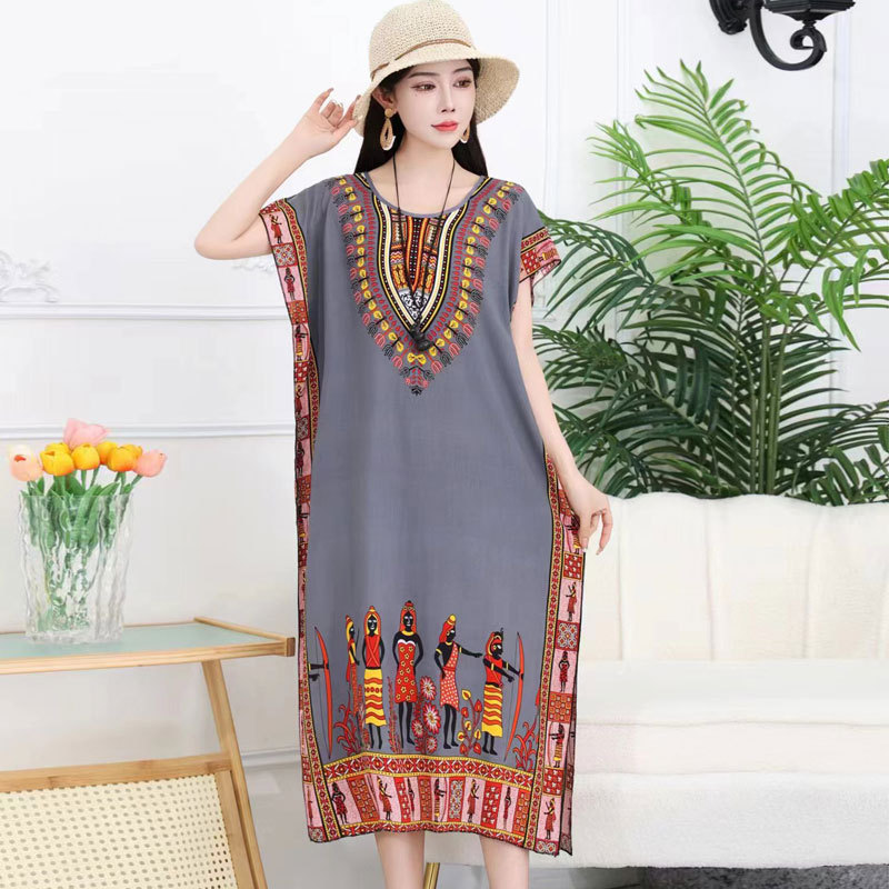 Loose Cotton Silk Bohemian Style Holiday Dress