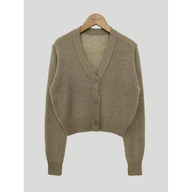 Simple All match V neck Single Breasted Sweater Coat Khaki - Shop at LoveMi