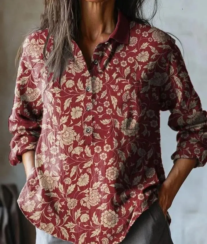 Summer Women's Fashion Printed Long-sleeved Shirt - Style6-4Xl