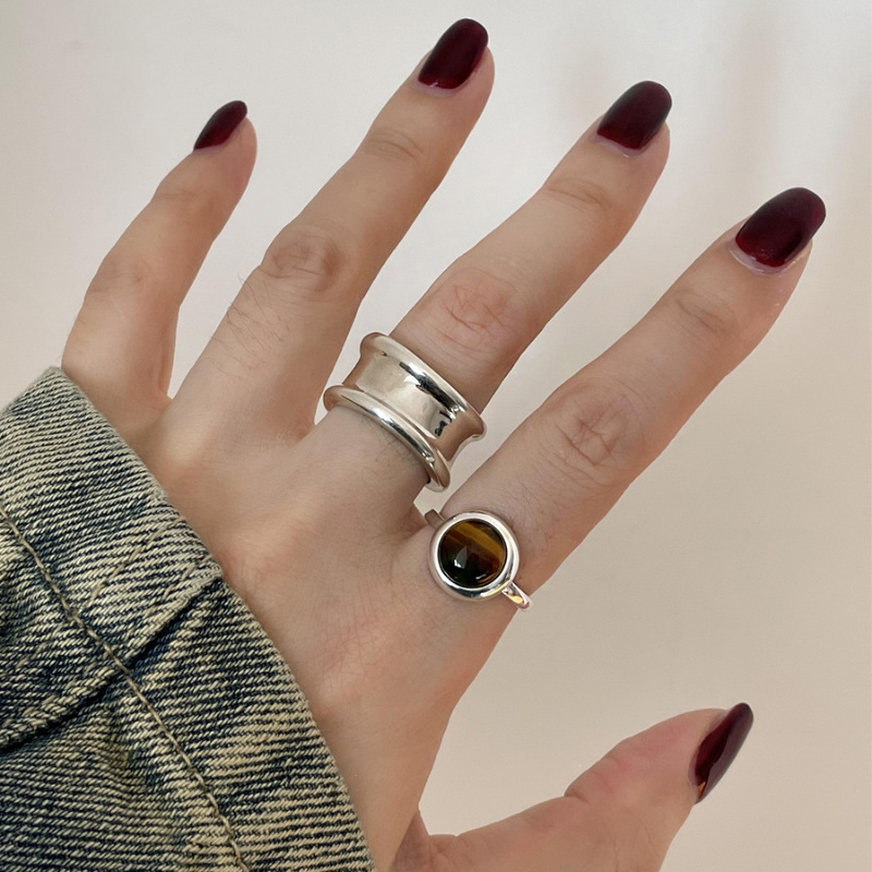 Retro Amber Cat-Eye Ring For Women