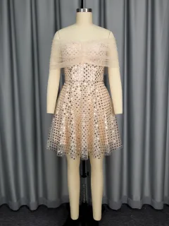 Top Evening Dress Off Shoulder Party Dress - Light Pink - View 1