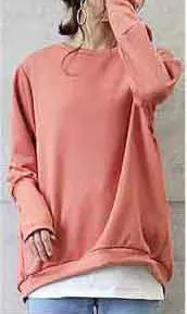Women's Cotton Sweater Loose And Idle Large Version Solid Color Coral - Shop at LoveMi