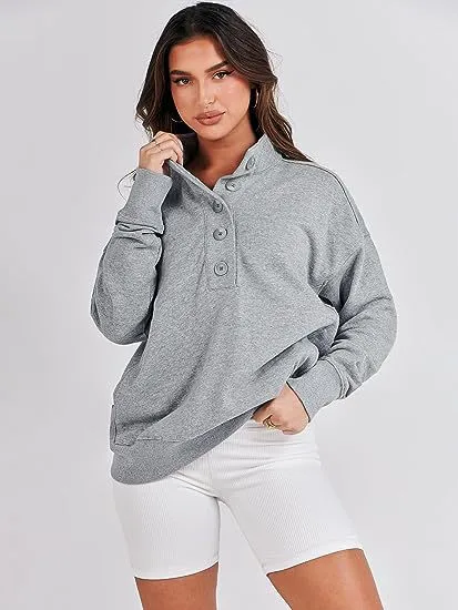Casual Versatile Long Sleeves Patchwork Pocket Sweater Gray - Shop at LoveMi