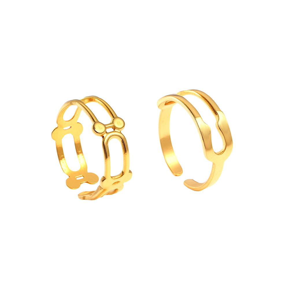 Womens Titanium Steel Geometric Gold-plated Ring