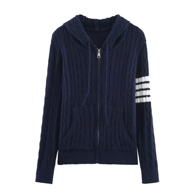 Women's Loose Casual Twist Hoodie Top Navy - Shop at LoveMi